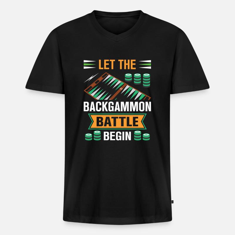 Backgammon Spiel - Männer Premium Bio T-Shirt mit V-Ausschnitt - Schwarz