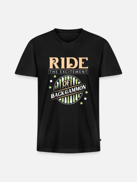 Backgammon Spiel - Männer Premium Bio T-Shirt mit V-Ausschnitt - Schwarz