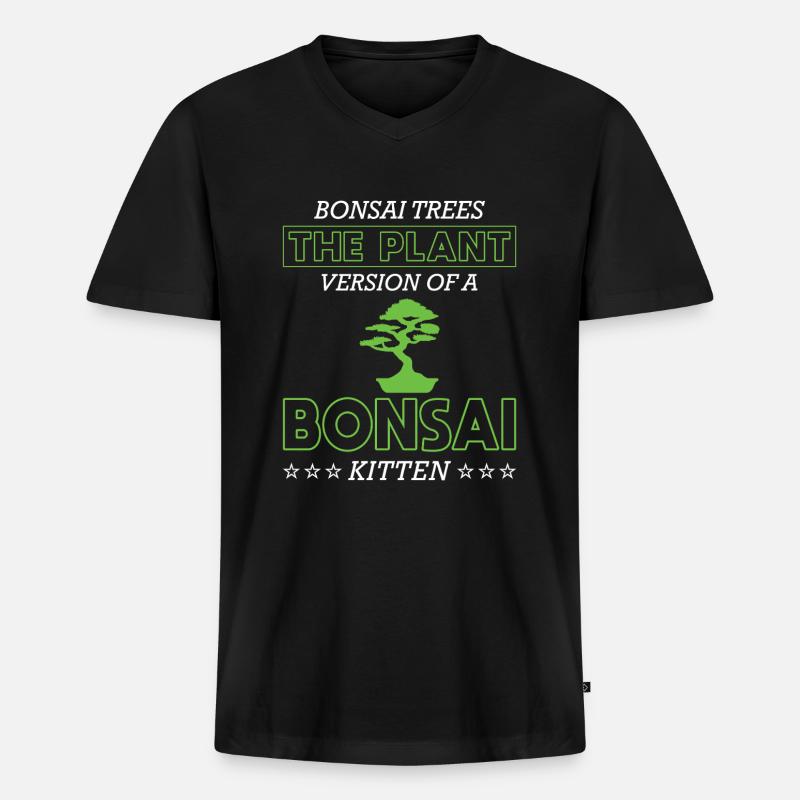 Bonsai Tree - Männer Premium Bio T-Shirt mit V-Ausschnitt - Schwarz