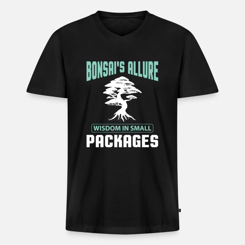 Bonsai Tree - Männer Premium Bio T-Shirt mit V-Ausschnitt - Schwarz