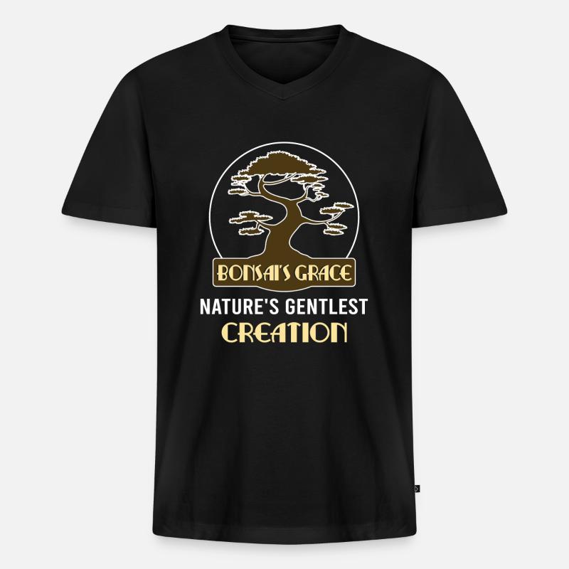 Bonsai Tree - Männer Premium Bio T-Shirt mit V-Ausschnitt - Schwarz
