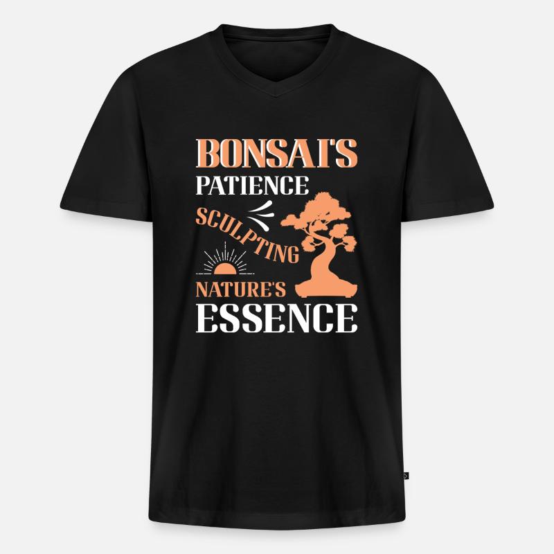 Bonsai Tree - Männer Premium Bio T-Shirt mit V-Ausschnitt - Schwarz