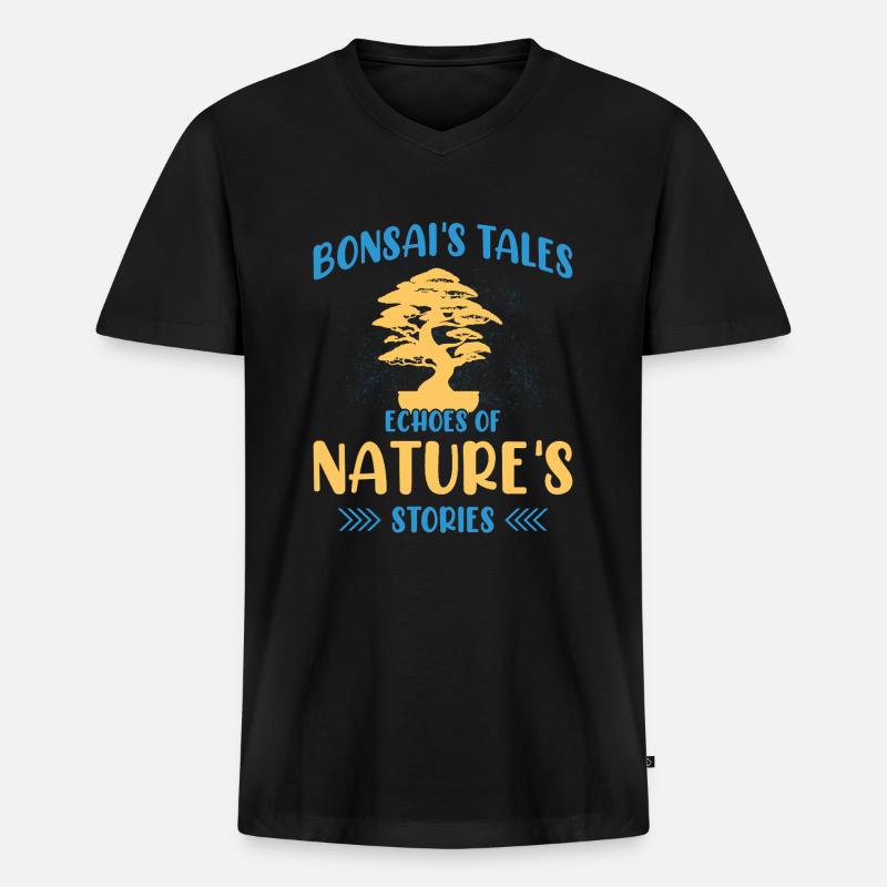 Bonsai Tree - Männer Premium Bio T-Shirt mit V-Ausschnitt - Schwarz
