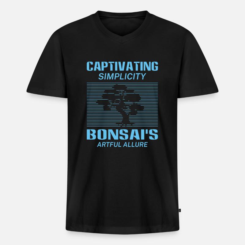 Bonsai Tree - Männer Premium Bio T-Shirt mit V-Ausschnitt - Schwarz
