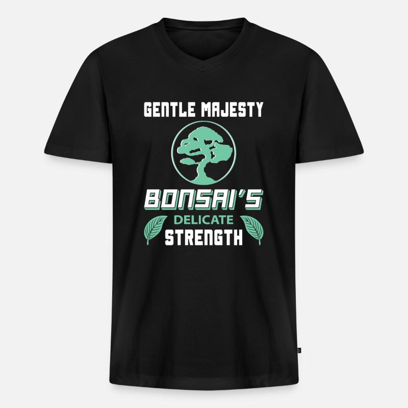 Bonsai Tree - Männer Premium Bio T-Shirt mit V-Ausschnitt - Schwarz