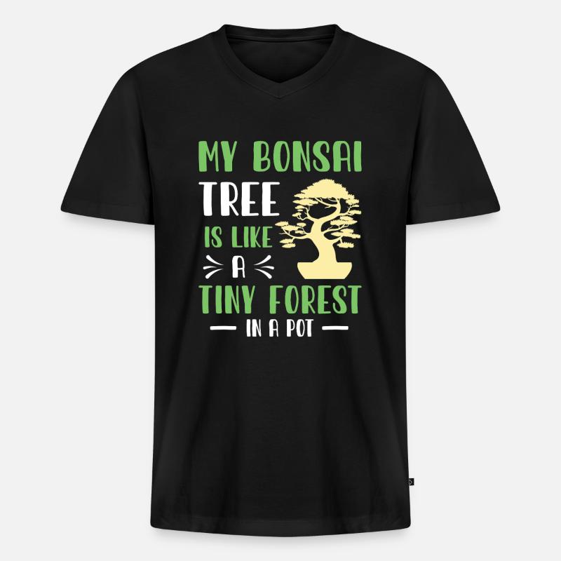 Bonsai Tree - Männer Premium Bio T-Shirt mit V-Ausschnitt - Schwarz