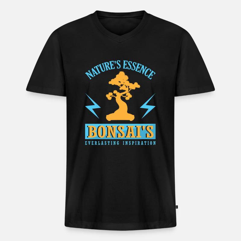 Bonsai Tree - Männer Premium Bio T-Shirt mit V-Ausschnitt - Schwarz