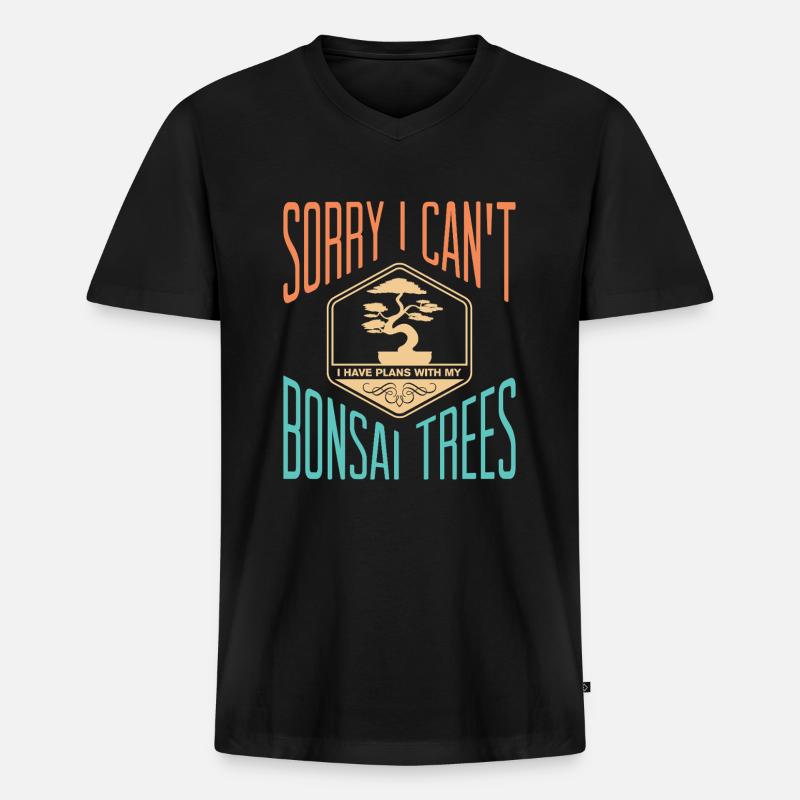 Bonsai Tree - Männer Premium Bio T-Shirt mit V-Ausschnitt - Schwarz