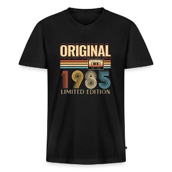 40 cumpleaños original 1985 40 años regalo - Camiseta ecológica prémium para hombre con cuello de pico - negro - delante - Nico (187cm)