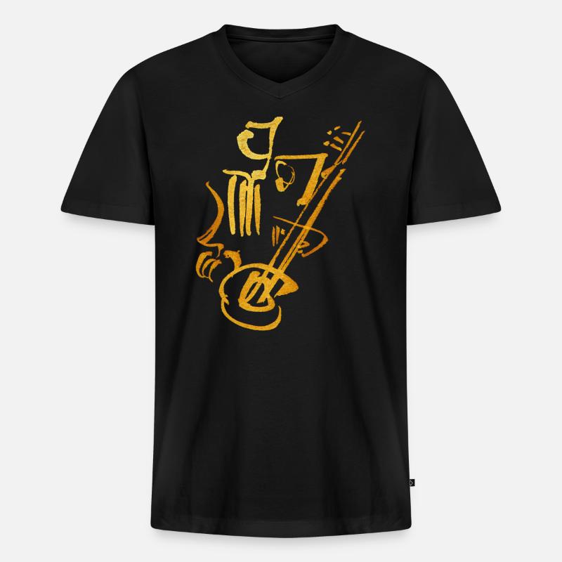 Gitarrist Abstrakt - Männer Premium Bio T-Shirt mit V-Ausschnitt - Schwarz