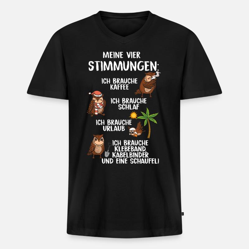 Meine Vier Stimmungen - Männer Premium Bio T-Shirt mit V-Ausschnitt - Schwarz