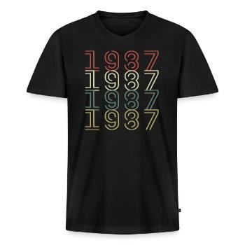 Original 1987 Vintage Vintage Birthday Retro - Men's Premium Organic T-shirt with V-neck - black - Front - Nico (187cm)