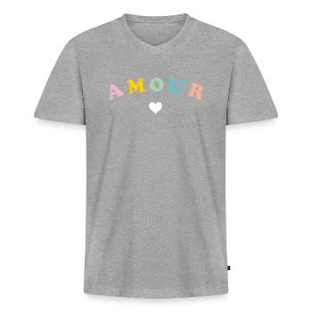 Amour Graphique - T-shirt encolure en V Premium bio Homme - gris chiné - Devant