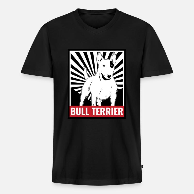 Bullterrier - Männer Premium Bio T-Shirt mit V-Ausschnitt - Schwarz