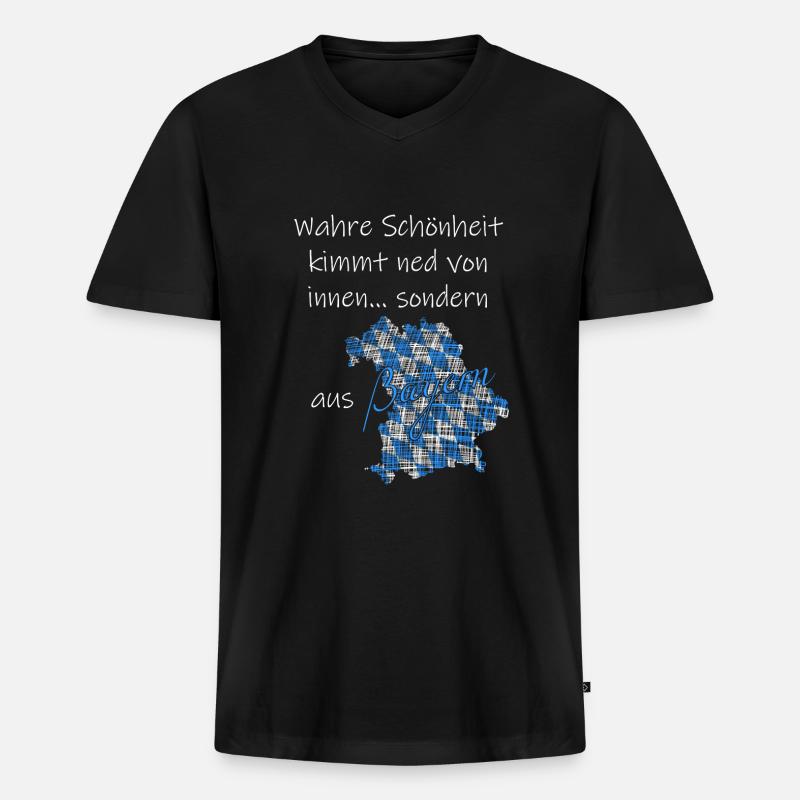 Bayern lustiger Spruch - Männer Premium Bio T-Shirt mit V-Ausschnitt - Schwarz