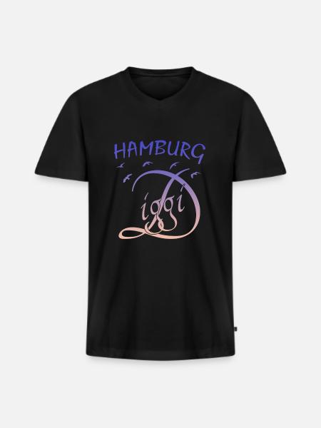 Hamburg Diggi - Männer Premium Bio T-Shirt mit V-Ausschnitt - Schwarz