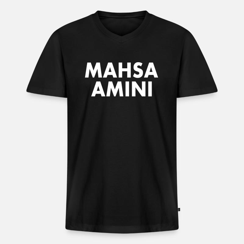 Mahsa amini - Männer Premium Bio T-Shirt mit V-Ausschnitt - Schwarz