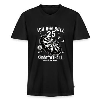 25. Geburtstag Dart - Männer Premium Bio T-Shirt mit V-Ausschnitt - Schwarz - Vorne - Nico (187cm)