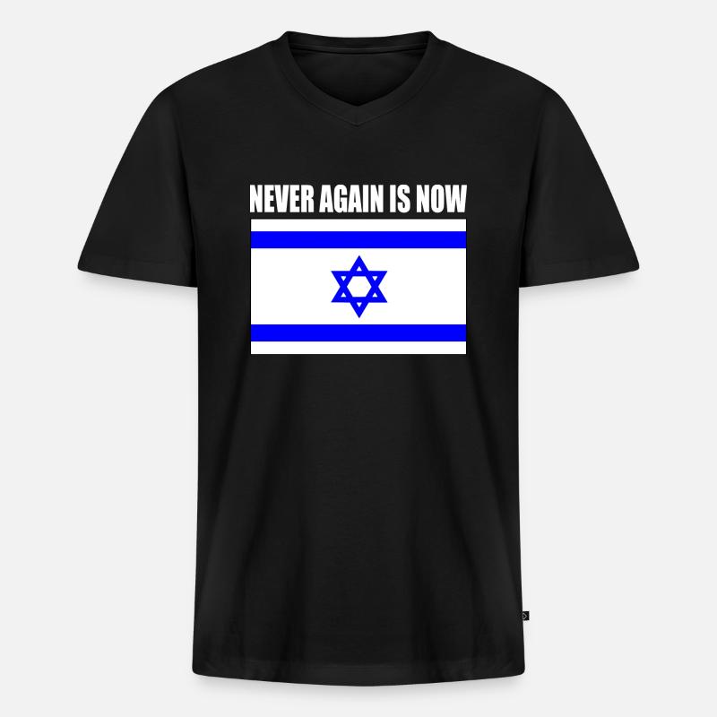 Never again is now - Männer Premium Bio T-Shirt mit V-Ausschnitt - Schwarz