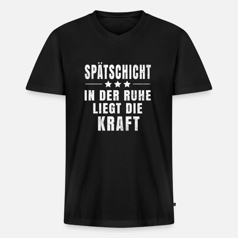 Spätschicht T-Shirt - Männer Premium Bio T-Shirt mit V-Ausschnitt - Schwarz