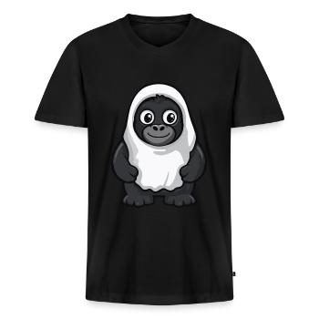 Gorilla Halloween Funny Ghost - Men's Premium Organic T-shirt with V-neck - black - Front - Nico (187cm)