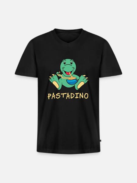 Pastadino Funny Dinosaur with Pasta - Men's Premium Organic T-shirt with V-neck - black