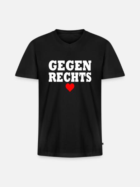 Gegen rechts - Männer Premium Bio T-Shirt mit V-Ausschnitt - Schwarz