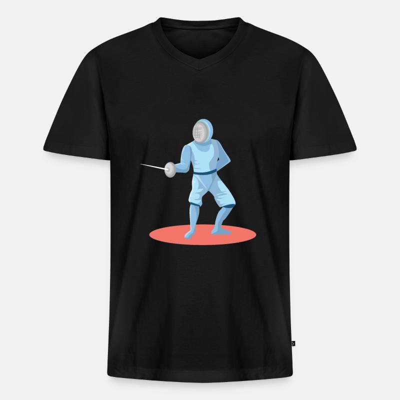 Fechten Fechter Fechterin Florett - Männer Premium Bio T-Shirt mit V-Ausschnitt - Schwarz