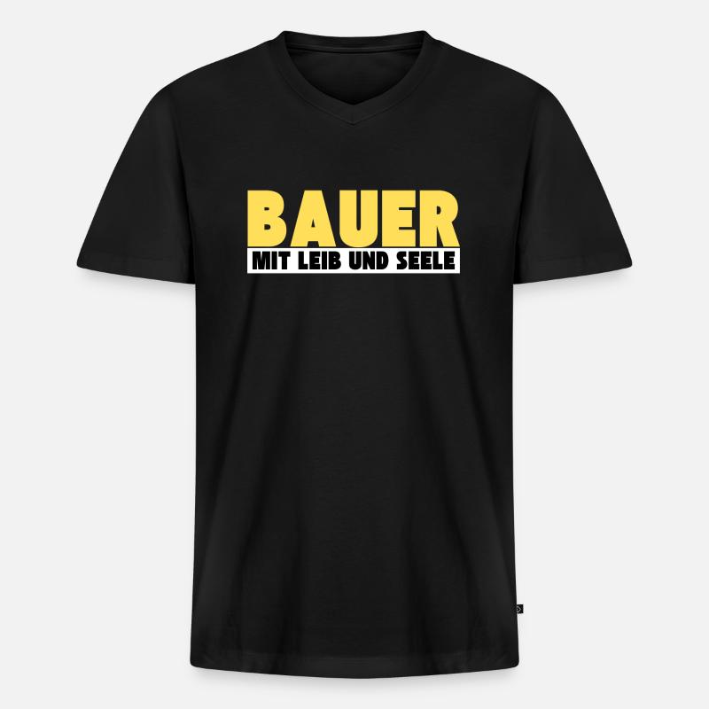 Bauer mit Leib und Seele - Männer Premium Bio T-Shirt mit V-Ausschnitt - Schwarz