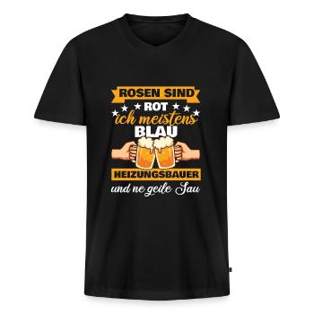 Heizungsbauer Heizungsbau Klempner Installateur - Männer Premium Bio T-Shirt mit V-Ausschnitt - Schwarz - Vorne - Nico (187cm)