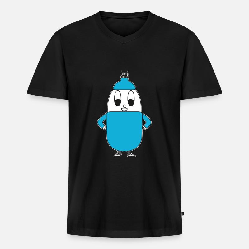 Helium-Flasche Ei - Männer Premium Bio T-Shirt mit V-Ausschnitt - Schwarz
