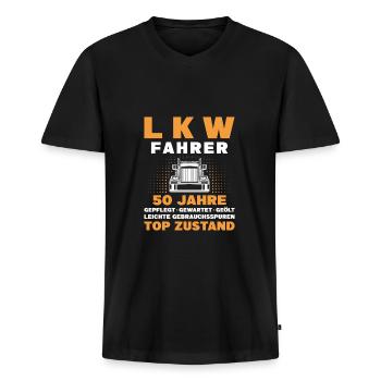 Kraftfahrer LKW Fahrer 50. Geburtstag - Männer Premium Bio T-Shirt mit V-Ausschnitt - Schwarz - Vorne - Nico (187cm)