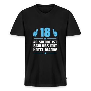 18er Eltern Sohn 18. Geburtstag Geschenkidee - Männer Premium Bio T-Shirt mit V-Ausschnitt - Schwarz - Vorne - Nico (187cm)