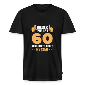 60 Jahre alt 60er Papa 60. Geburtstag Geschenkidee - Männer Premium Bio T-Shirt mit V-Ausschnitt - Schwarz - Vorne - Nico (187cm)