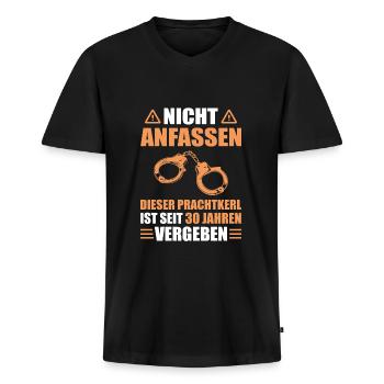 Perlenhochzeit Ehemann 30. Hochzeitstag Geschenk - Männer Premium Bio T-Shirt mit V-Ausschnitt - Schwarz - Vorne - Nico (187cm)