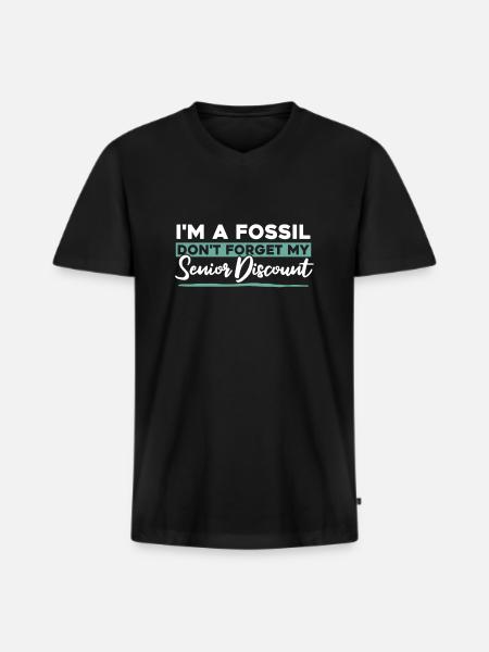 Rentner Rente Fossil - Männer Premium Bio T-Shirt mit V-Ausschnitt - Schwarz