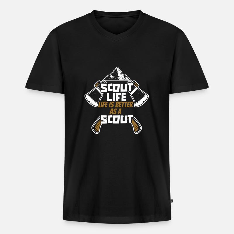 Pfadfinder Axt - Männer Premium Bio T-Shirt mit V-Ausschnitt - Schwarz