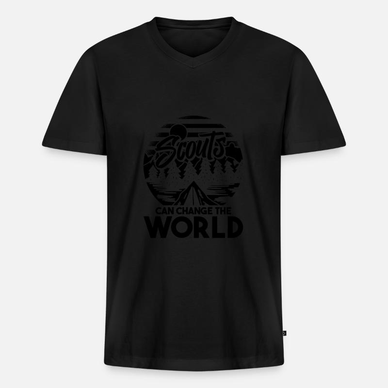 Pfadfinder - Männer Premium Bio T-Shirt mit V-Ausschnitt - Schwarz