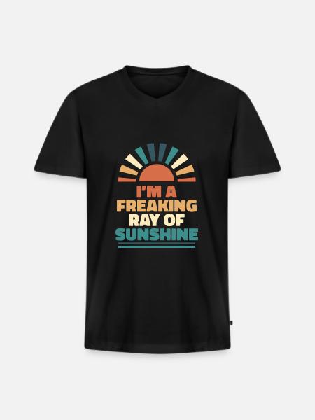 Sort humor i A Freaking Ray of Sunshine - Premium økologisk T-shirt med V-hals til mænd - sort