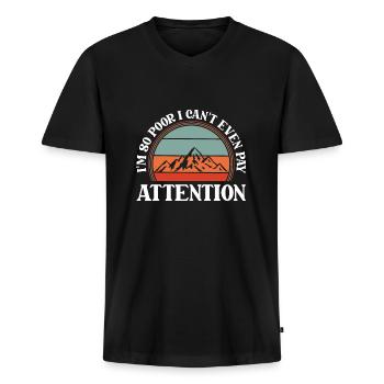 Humour noir - T-shirt encolure en V Premium bio Homme - noir - Devant - Nico (187cm)