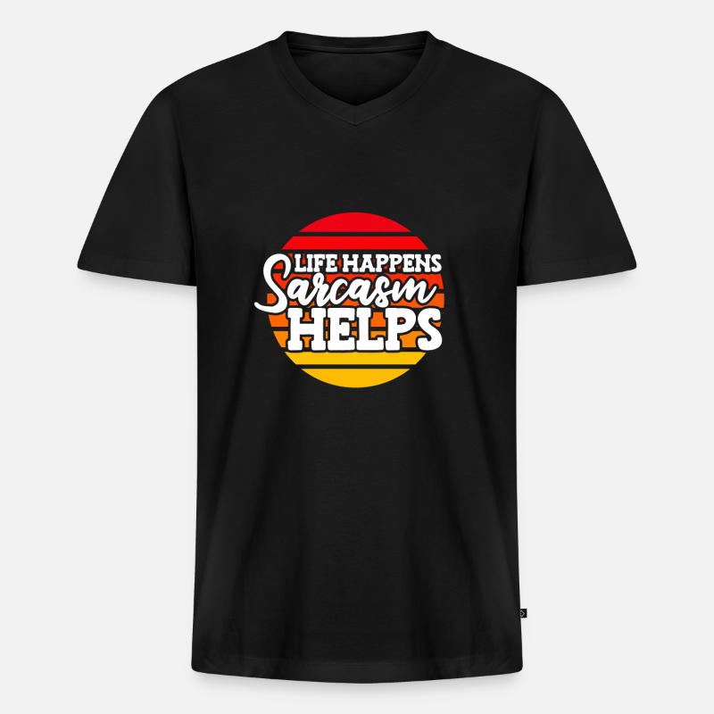 Schwarzer Humor - Männer Premium Bio T-Shirt mit V-Ausschnitt - Schwarz