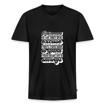Rentner Rente - Männer Premium Bio T-Shirt mit V-Ausschnitt - Schwarz - Vorne - Nico (187cm)
