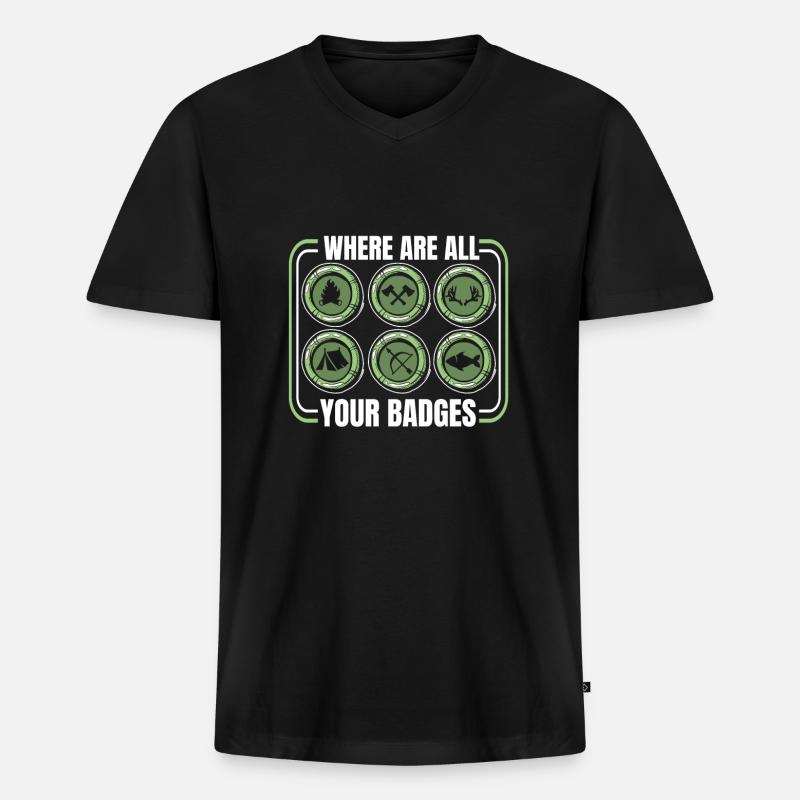 Pfadfinder Abzeichen - Männer Premium Bio T-Shirt mit V-Ausschnitt - Schwarz