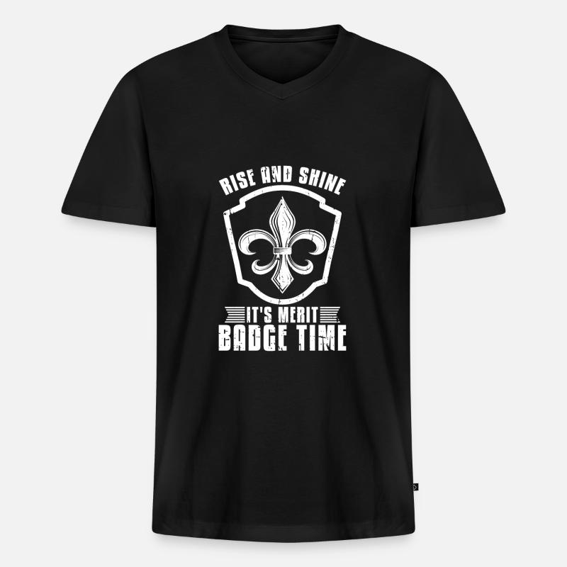 Pfadfinder - Männer Premium Bio T-Shirt mit V-Ausschnitt - Schwarz