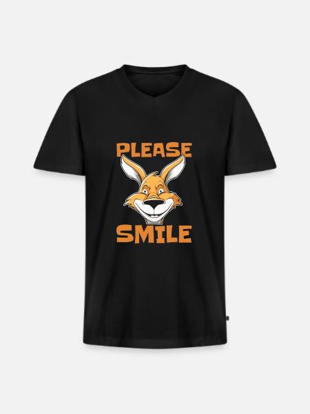 Kangaroo Funny Just Smile - Men's Premium Organic T-shirt with V-neck - black