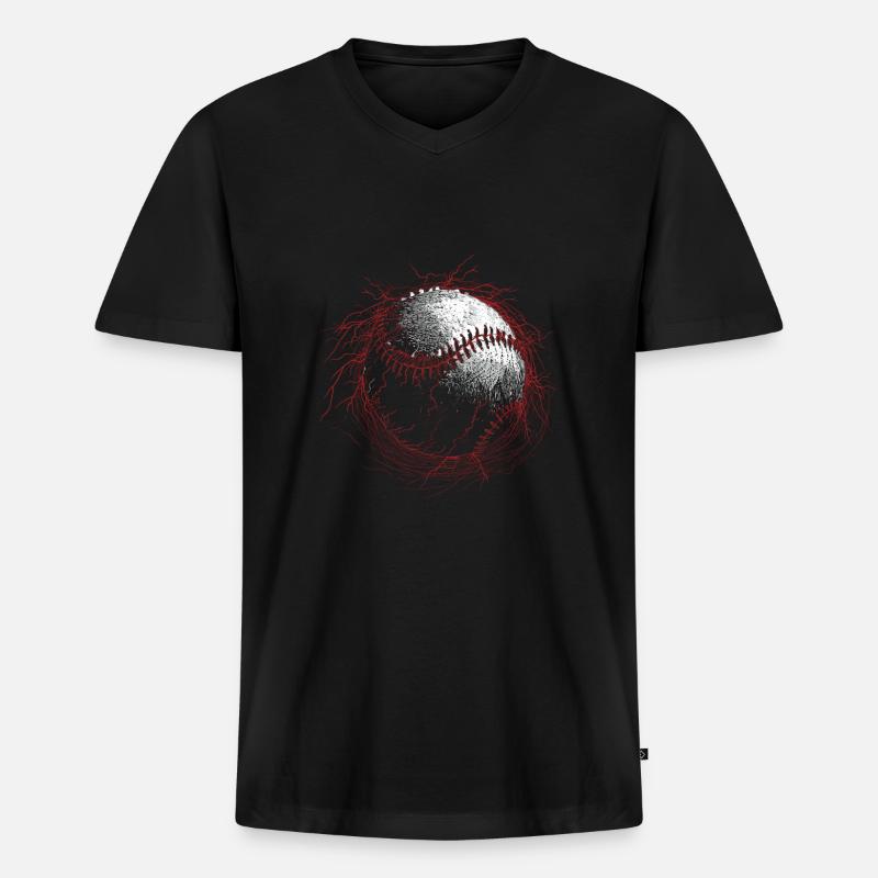 Baseball - Männer Premium Bio T-Shirt mit V-Ausschnitt - Schwarz