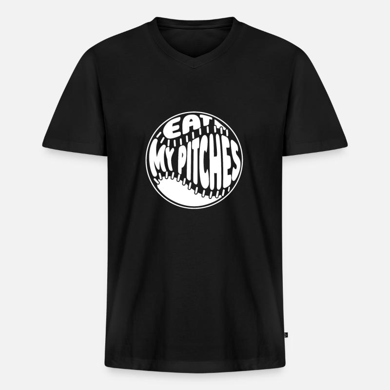 Baseball Witzig - Männer Premium Bio T-Shirt mit V-Ausschnitt - Schwarz