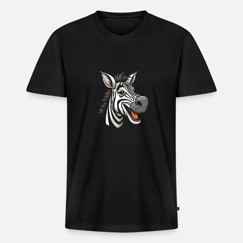 Zebra - Männer Premium Bio T-Shirt mit V-Ausschnitt - Schwarz