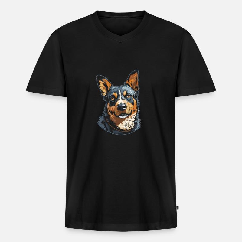 Australischer Rinderhund - Männer Premium Bio T-Shirt mit V-Ausschnitt - Schwarz