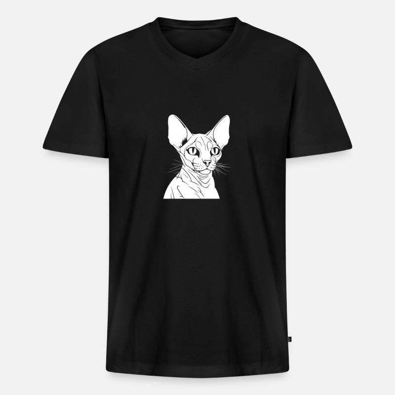 Sphynx Katze - Männer Premium Bio T-Shirt mit V-Ausschnitt - Schwarz